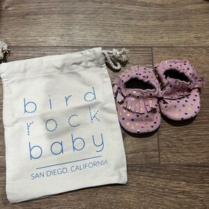 BirdRock Baby Pink and Gold Baby Moccasins